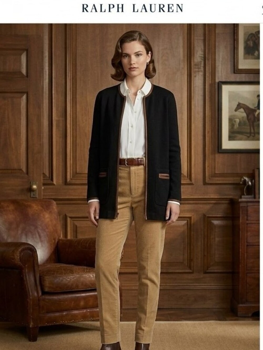 Ralph Lauren Black Blazer-Jacket with Brown Trim